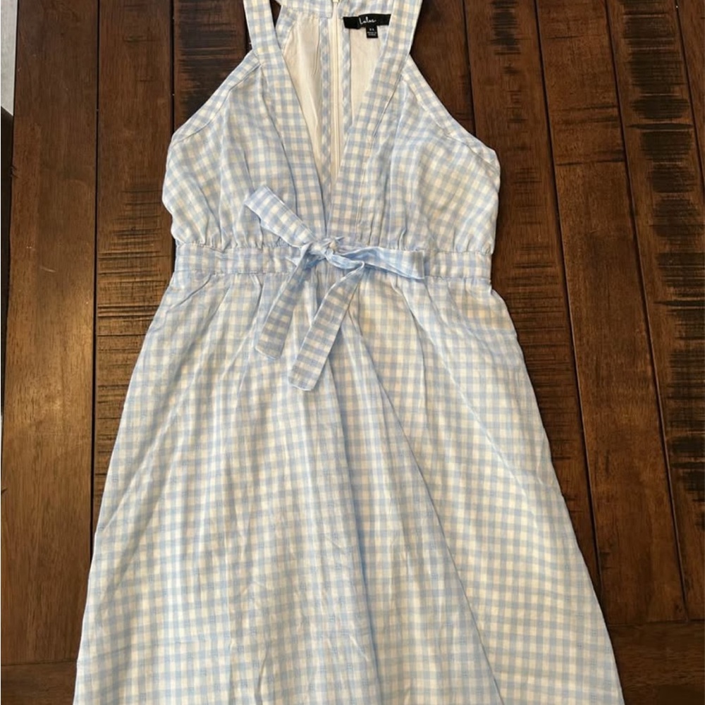 Light Blue Gingham Summer Dress